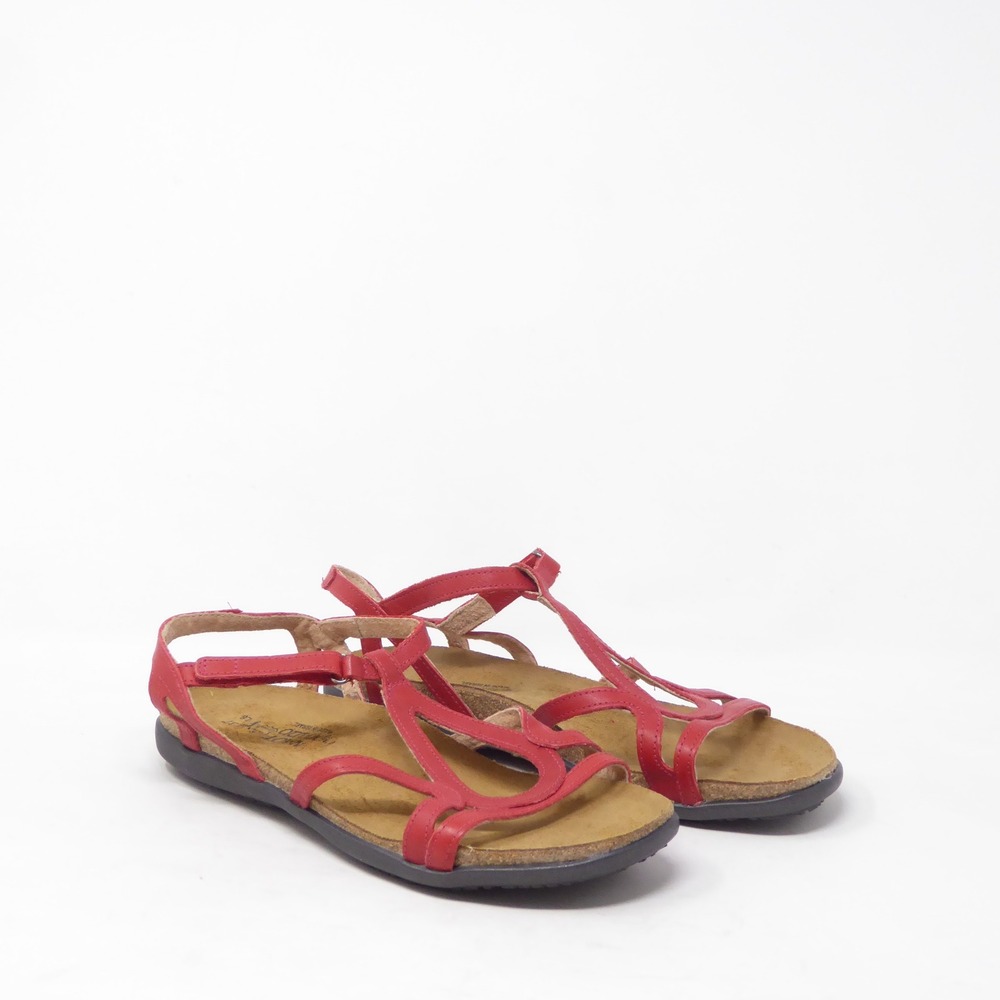 Naot Dorith Women Sandals Red Leather Strappy Comfort Flat 37 / 6